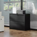 VIYET 28 Caisson de classement latéral blanc à 2 tiroirs avec serrure - Rangement en acier robuste pour format lettre/légal/A4/F4, 50 kg par tiroir, sous le bureau, moderne