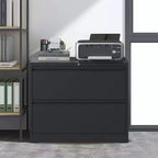 VIYET 28 Caisson de classement latéral blanc à 2 tiroirs avec serrure - Rangement en acier robuste pour format lettre/légal/A4/F4, 50 kg par tiroir, sous le bureau, moderne