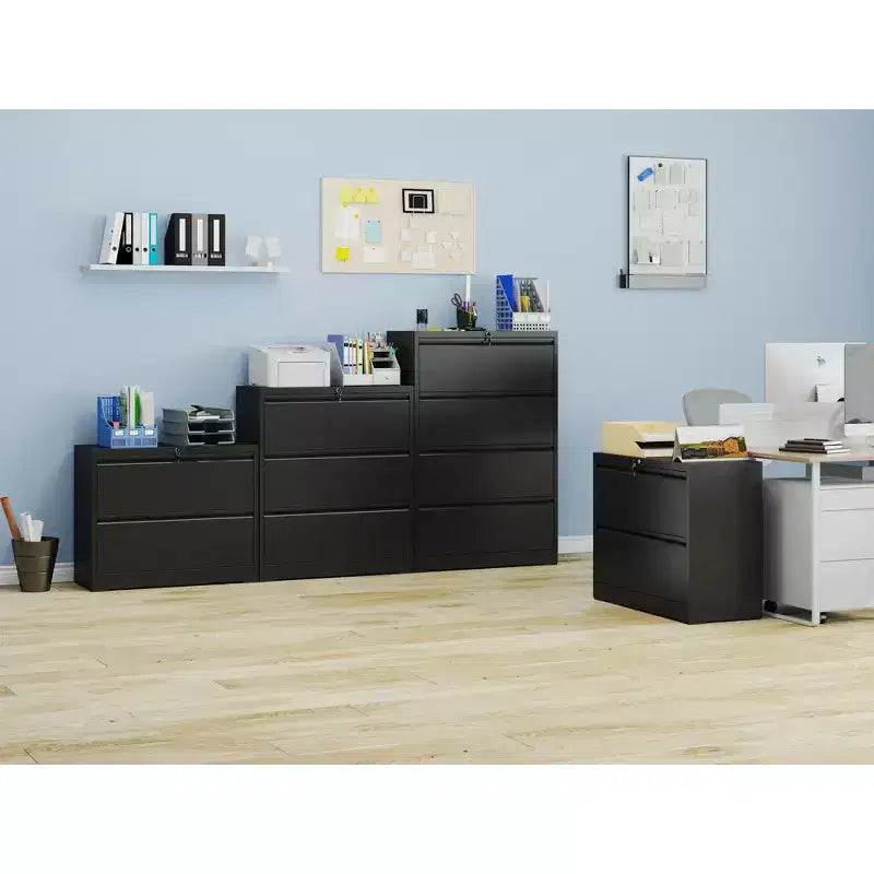 VIYET 28 Caisson de classement latéral blanc à 2 tiroirs avec serrure - Rangement en acier robuste pour format lettre/légal/A4/F4, 50 kg par tiroir, sous le bureau, moderne