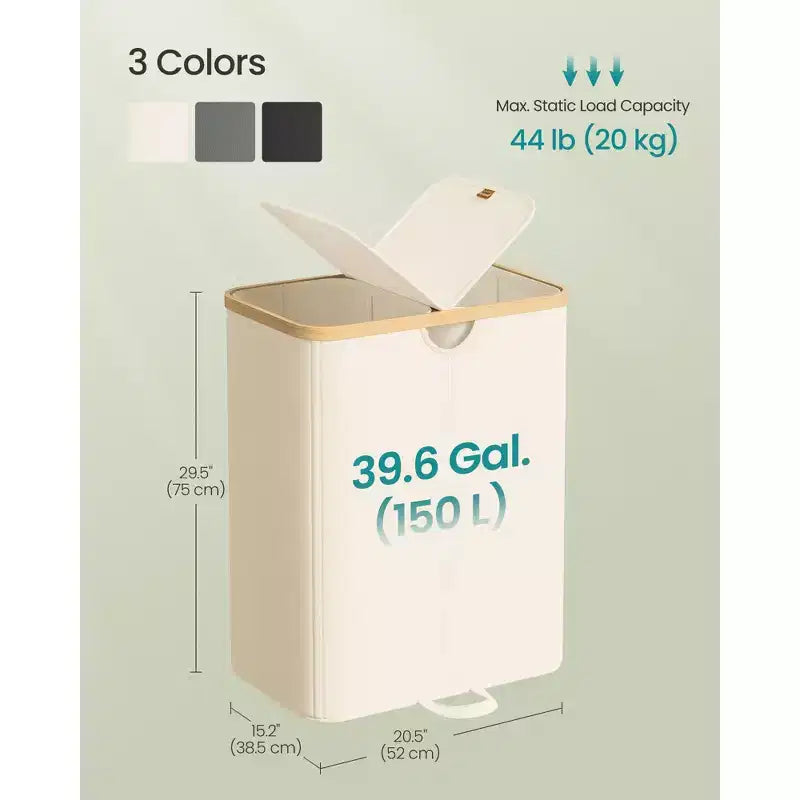 Panier à linge avec 2 couvercles, panier à double compartiment de 147 litres avec doublures amovibles, pour buanderie, chambre à coucher, salon