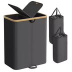 Panier à linge avec 2 couvercles, panier à double compartiment de 147 litres avec doublures amovibles, pour buanderie, chambre à coucher, salon