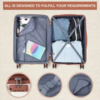 Ensemble de 3 valises - Lot de valises rigides blanches et marron (bagage cabine 50 cm + sac de voyage, roues pivotantes et serrure TSA, homologué pour les voyages en avion pour femmes)