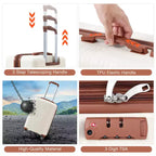 Ensemble de 3 valises - Lot de valises rigides blanches et marron (bagage cabine 50 cm + sac de voyage, roues pivotantes et serrure TSA, homologué pour les voyages en avion pour femmes)