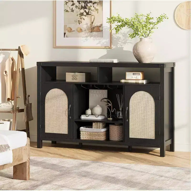 Bahut de ferme avec rangement pour le vin, meuble de rangement et table de bar à café pour la cuisine, la salle à manger, le salon ou l'entrée