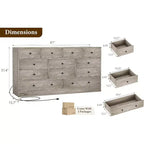 Acekool Commode à 12 tiroirs avec prises de courant, organiseur de rangement en bois de 61 pouces pour chambre à coucher, salon, couloir