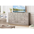 Acekool Commode à 12 tiroirs avec prises de courant, organiseur de rangement en bois de 61 pouces pour chambre à coucher, salon, couloir
