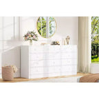 Acekool Commode à 12 tiroirs avec prises de courant, organiseur de rangement en bois de 61 pouces pour chambre à coucher, salon, couloir