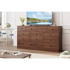 Acekool Commode à 12 tiroirs avec prises de courant, organiseur de rangement en bois de 61 pouces pour chambre à coucher, salon, couloir