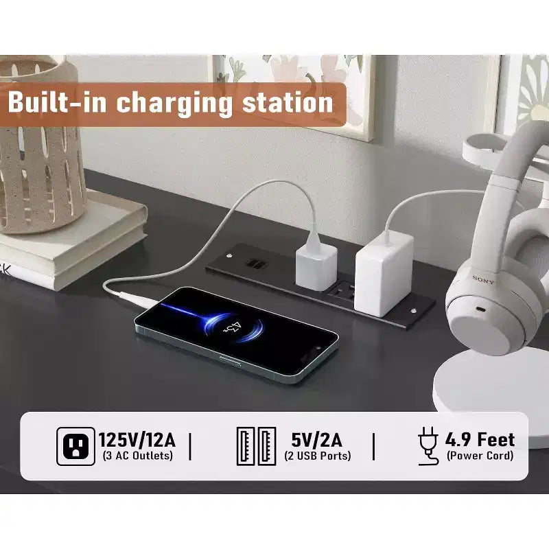 Acekool Commode à 9 tiroirs en rotin avec station de recharge, organisateur de commode de style ferme pour chambre, salon, couloir