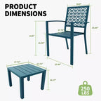 Ensemble de bistro 3 pièces pour patio, mobilier de jardin avec table basse, salon de conversation pour balcon d'appartement, arrière-cour, porche