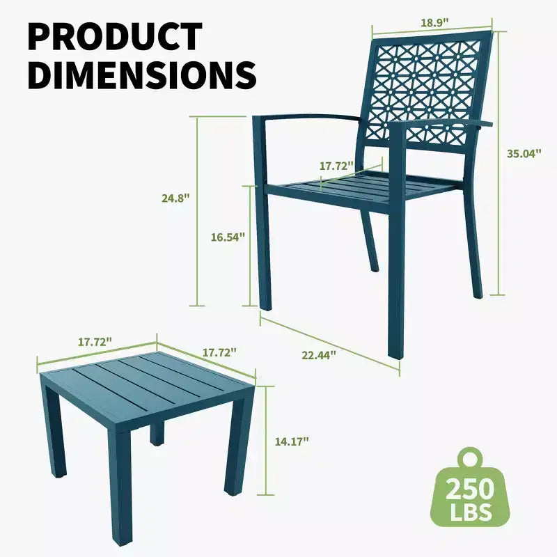 Ensemble de bistro 3 pièces pour patio, mobilier de jardin avec table basse, salon de conversation pour balcon d'appartement, arrière-cour, porche
