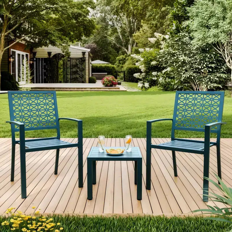 Ensemble de bistro 3 pièces pour patio, mobilier de jardin avec table basse, salon de conversation pour balcon d'appartement, arrière-cour, porche
