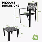 Ensemble de bistro 3 pièces pour patio, mobilier de jardin avec table basse, salon de conversation pour balcon d'appartement, arrière-cour, porche