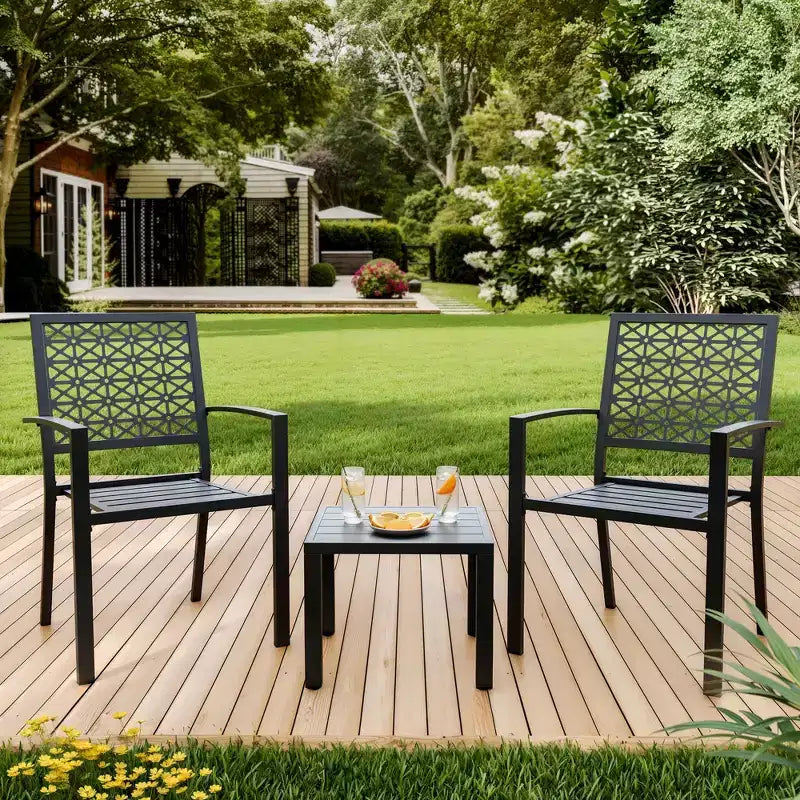 Ensemble de bistro 3 pièces pour patio, mobilier de jardin avec table basse, salon de conversation pour balcon d'appartement, arrière-cour, porche
