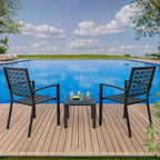 Ensemble de bistro 3 pièces pour patio, mobilier de jardin avec table basse, salon de conversation pour balcon d'appartement, arrière-cour, porche