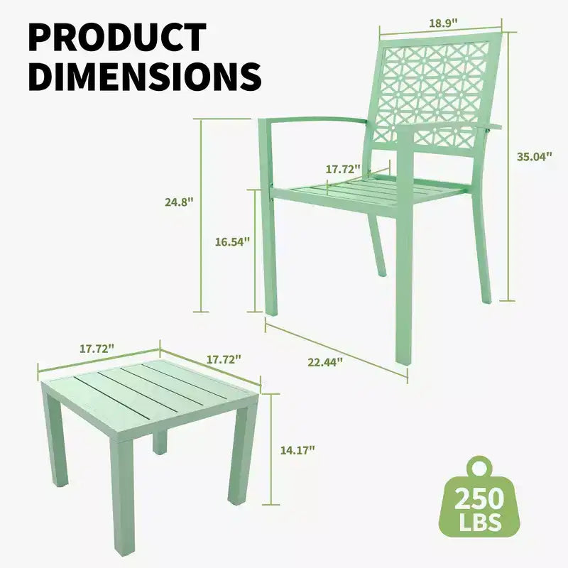 Ensemble de bistro 3 pièces pour patio, mobilier de jardin avec table basse, salon de conversation pour balcon d'appartement, arrière-cour, porche