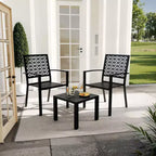 3 Piece Patio Bistro Set, Outdoor Patio Furniture Set with Coffee Table, Conversation Sets for Apartment Balcony, Backyard, Porch