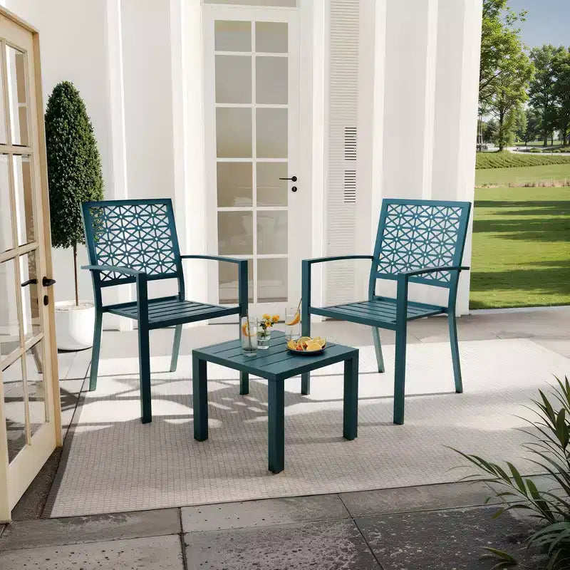 Ensemble de bistro 3 pièces pour patio, mobilier de jardin avec table basse, salon de conversation pour balcon d'appartement, arrière-cour, porche