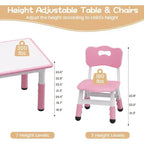 Ensemble Table et 6 Chaises pour Enfants, Table pour Tout-Petits Réglable en Hauteur, Plateau Anti-Graffiti, Table d'Étude pour Enfants pour 6 Enfants, pour la Maison, la Garderie, la Maternelle, pour les 2-10 Ans