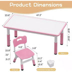 Ensemble Table et 6 Chaises pour Enfants, Table pour Tout-Petits Réglable en Hauteur, Plateau Anti-Graffiti, Table d'Étude pour Enfants pour 6 Enfants, pour la Maison, la Garderie, la Maternelle, pour les 2-10 Ans