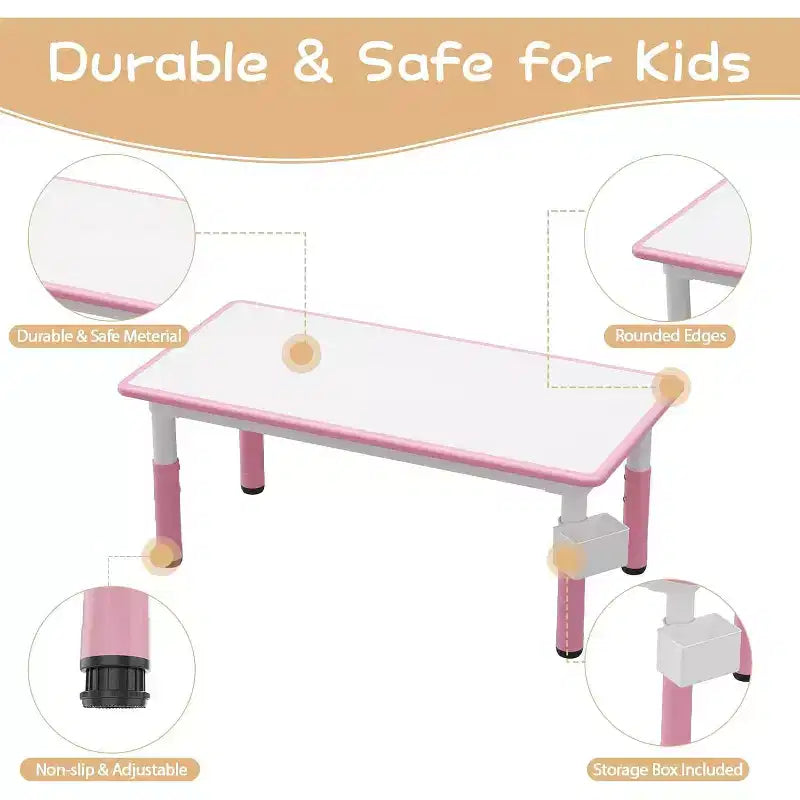 Ensemble Table et 6 Chaises pour Enfants, Table pour Tout-Petits Réglable en Hauteur, Plateau Anti-Graffiti, Table d'Étude pour Enfants pour 6 Enfants, pour la Maison, la Garderie, la Maternelle, pour les 2-10 Ans