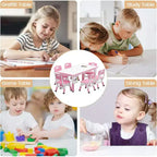 Ensemble Table et 6 Chaises pour Enfants, Table pour Tout-Petits Réglable en Hauteur, Plateau Anti-Graffiti, Table d'Étude pour Enfants pour 6 Enfants, pour la Maison, la Garderie, la Maternelle, pour les 2-10 Ans