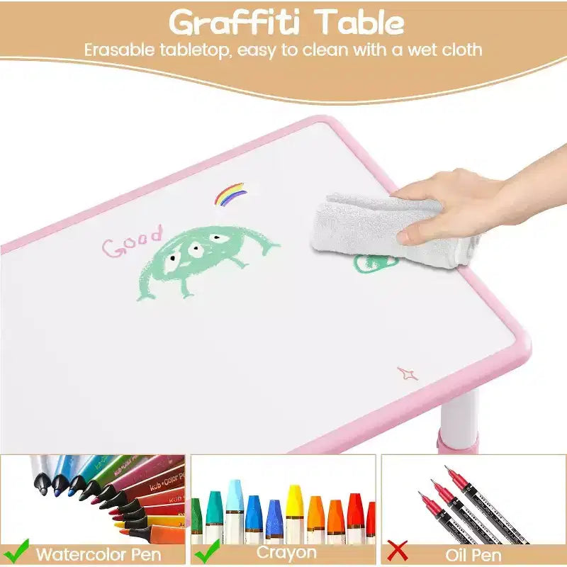 Ensemble Table et 6 Chaises pour Enfants, Table pour Tout-Petits Réglable en Hauteur, Plateau Anti-Graffiti, Table d'Étude pour Enfants pour 6 Enfants, pour la Maison, la Garderie, la Maternelle, pour les 2-10 Ans