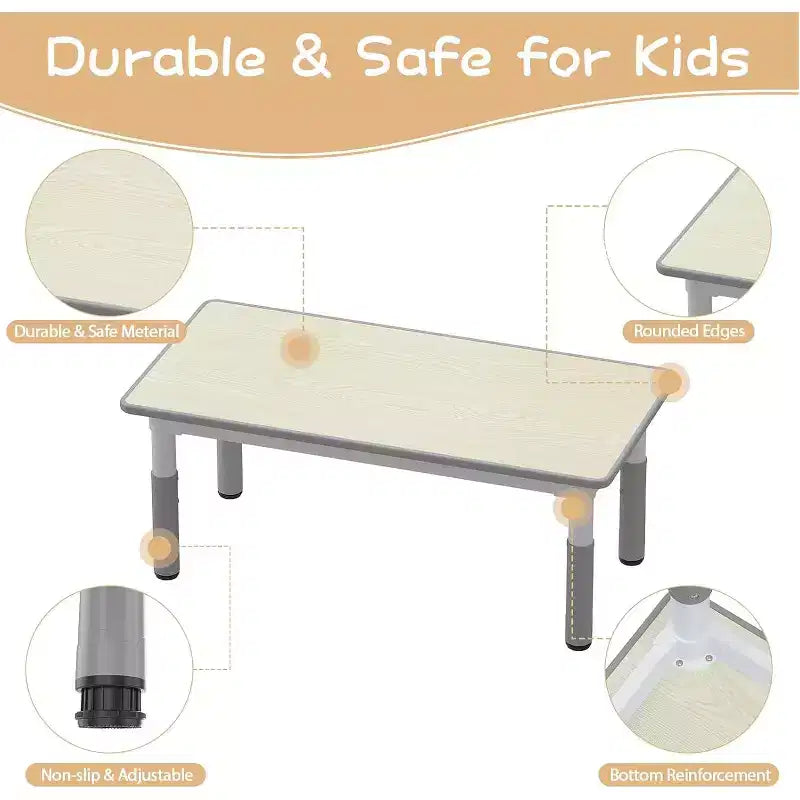 Ensemble Table et 6 Chaises pour Enfants, Table pour Tout-Petits Réglable en Hauteur, Plateau Anti-Graffiti, Table d'Étude pour Enfants pour 6 Enfants, pour la Maison, la Garderie, la Maternelle, pour les 2-10 Ans