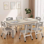 Ensemble Table et 6 Chaises pour Enfants, Table pour Tout-Petits Réglable en Hauteur, Plateau Anti-Graffiti, Table d'Étude pour Enfants pour 6 Enfants, pour la Maison, la Garderie, la Maternelle, pour les 2-10 Ans