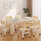 Ensemble Table et 6 Chaises pour Enfants, Table pour Tout-Petits Réglable en Hauteur, Plateau Anti-Graffiti, Table d'Étude pour Enfants pour 6 Enfants, pour la Maison, la Garderie, la Maternelle, pour les 2-10 Ans