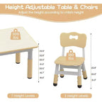 Ensemble Table et 6 Chaises pour Enfants, Table pour Tout-Petits Réglable en Hauteur, Plateau Anti-Graffiti, Table d'Étude pour Enfants pour 6 Enfants, pour la Maison, la Garderie, la Maternelle, pour les 2-10 Ans