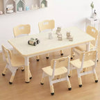 Ensemble Table et 6 Chaises pour Enfants, Table pour Tout-Petits Réglable en Hauteur, Plateau Anti-Graffiti, Table d'Étude pour Enfants pour 6 Enfants, pour la Maison, la Garderie, la Maternelle, pour les 2-10 Ans