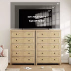 Commode en rotin pour chambre à coucher avec 5 tiroirs, commode haute de 114 cm avec grands tiroirs et grand meuble de rangement pour vêtements, commode en bois pour chambre à coucher, meuble TV