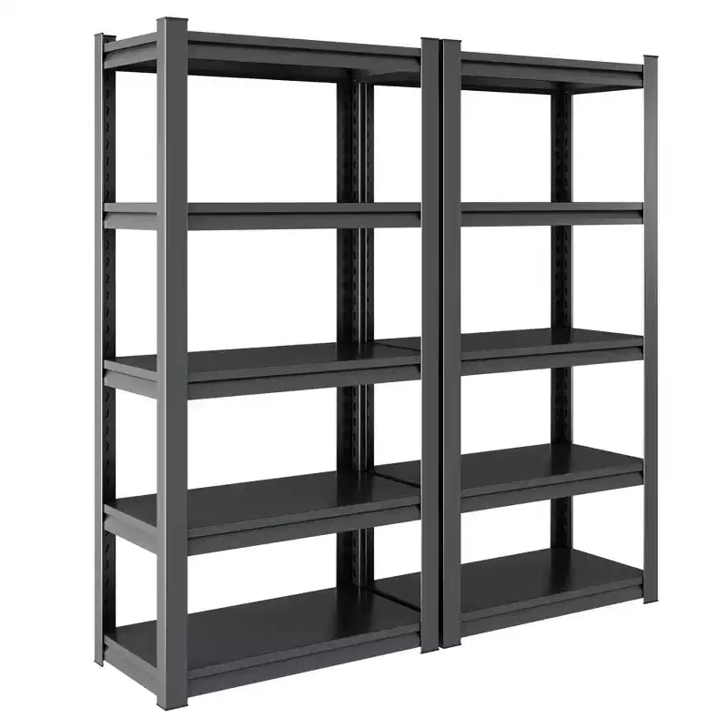 VIYET 63 Étagères de rangement métalliques robustes à 5 niveaux - Capacité de 900 kg Unité de rayonnage réglable pour garage, cuisine et cellier, noir