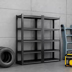 VIYET 63 Étagères de rangement métalliques robustes à 5 niveaux - Capacité de 900 kg Unité de rayonnage réglable pour garage, cuisine et cellier, noir
