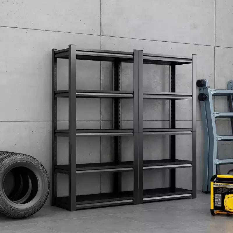 VIYET 63 Étagères de rangement métalliques robustes à 5 niveaux - Capacité de 900 kg Unité de rayonnage réglable pour garage, cuisine et cellier, noir