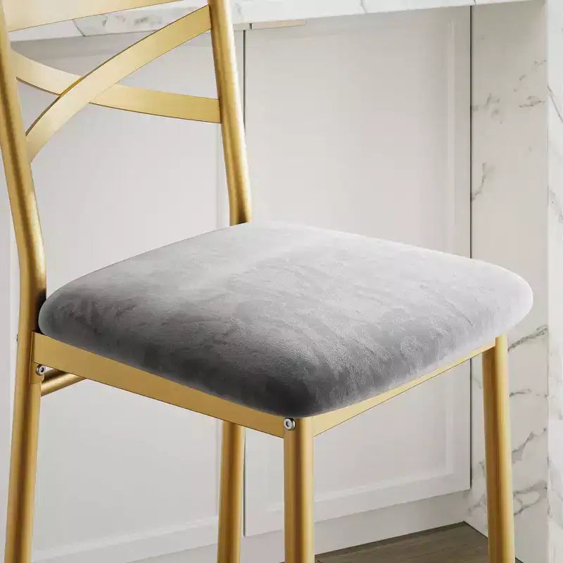 Lot de 2 tabourets de bar, tabourets de bar hauteur comptoir avec repose-pieds et dossier, chaises de bar modernes rembourrées, tabourets de bar en métal pour comptoir de cuisine, îlot