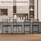 Lot de 2 tabourets de bar, tabourets de bar hauteur comptoir avec repose-pieds et dossier, chaises de bar modernes rembourrées, tabourets de bar en métal pour comptoir de cuisine, îlot