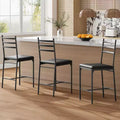 Bar Stools Set of 2, Counter Height Barstools w/Footrest & Back, Modern Upholstered Bar Chairs, Metal Bar Stools for Kitchen Counter, Island