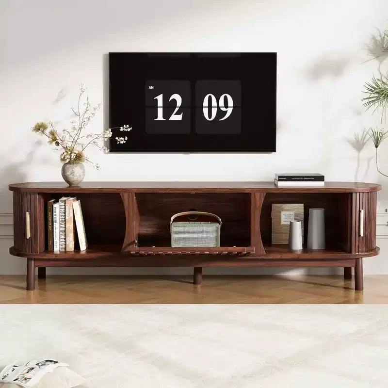 MAYEERTY Meuble TV de Ferme Moderne pour TV de 75 Pouces, Meuble TV en Bois avec Armoire de Rangement, Console TV pour Salon