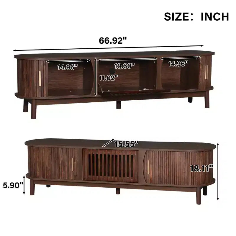 MAYEERTY Meuble TV de Ferme Moderne pour TV de 75 Pouces, Meuble TV en Bois avec Armoire de Rangement, Console TV pour Salon