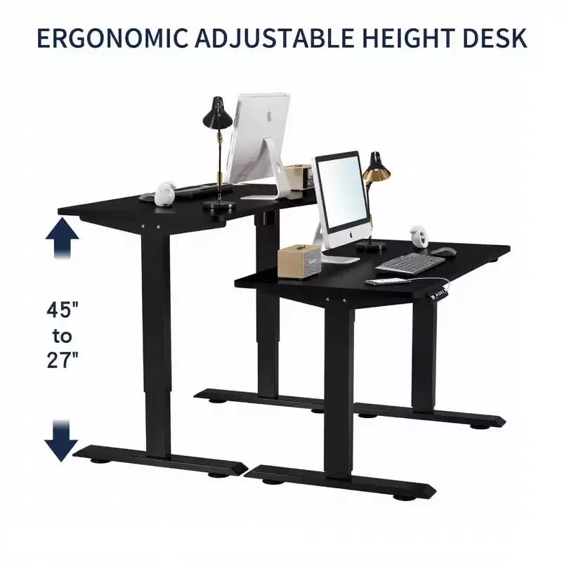 MAYEERTY Bureau debout électrique réglable en hauteur pour la maison et le bureau, Table d'ordinateur moderne de luxe, Bureau élévateur 55, Noir