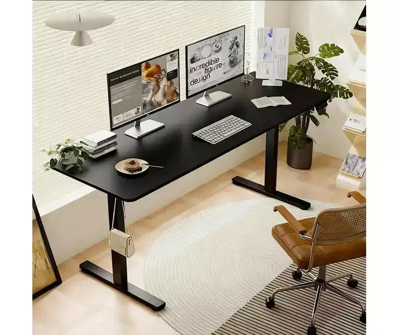 MAYEERTY Bureau debout électrique réglable en hauteur pour la maison et le bureau, Table d'ordinateur moderne de luxe, Bureau élévateur 55, Noir