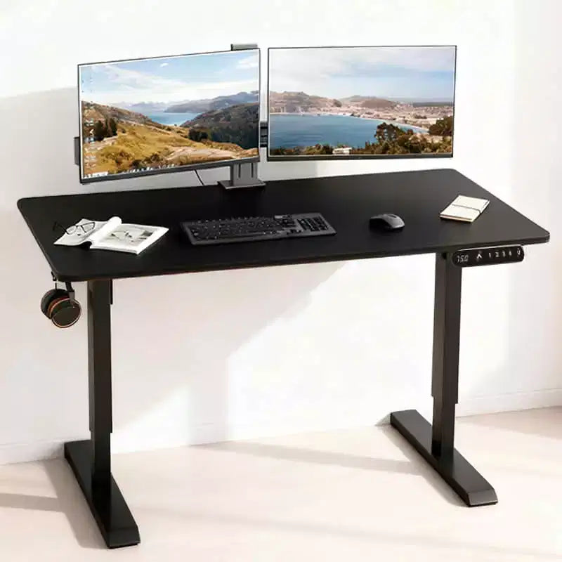 MAYEERTY Bureau debout électrique réglable en hauteur pour la maison et le bureau, Table d'ordinateur moderne de luxe, Bureau élévateur 55, Noir