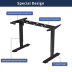 MAYEERTY Bureau assis-debout électrique à hauteur réglable avec double poutre et moteur unique de 55", cadre de bureau pour la maison et le bureau avec plateau en tranches, noir et marron