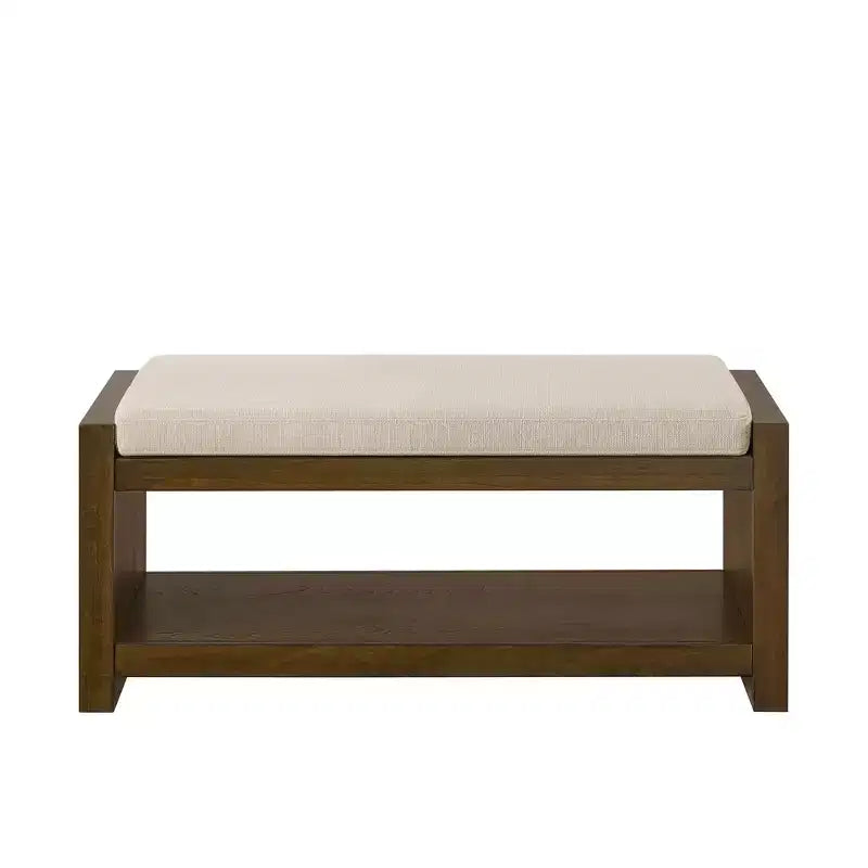 Banc d'appoint avec étagère à chaussures inférieure, banc rembourré, banc de bout de lit moderne et compact avec rangement