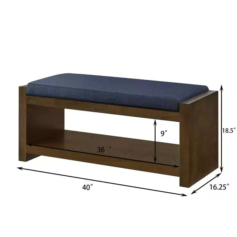 Banc d'appoint avec étagère à chaussures inférieure, banc rembourré, banc de bout de lit moderne et compact avec rangement