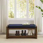 Banc d'appoint avec étagère à chaussures inférieure, banc rembourré, banc de bout de lit moderne et compact avec rangement