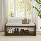 Banc d'appoint avec étagère à chaussures inférieure, banc rembourré, banc de bout de lit moderne et compact avec rangement