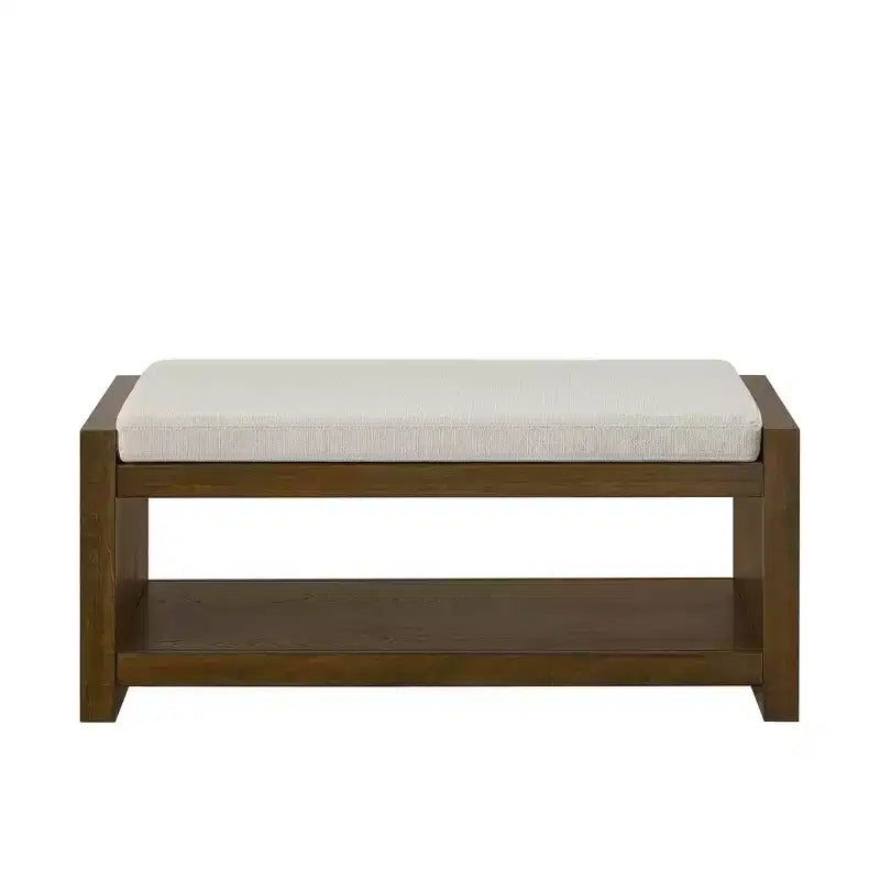 Banc d'appoint avec étagère à chaussures inférieure, banc rembourré, banc de bout de lit moderne et compact avec rangement